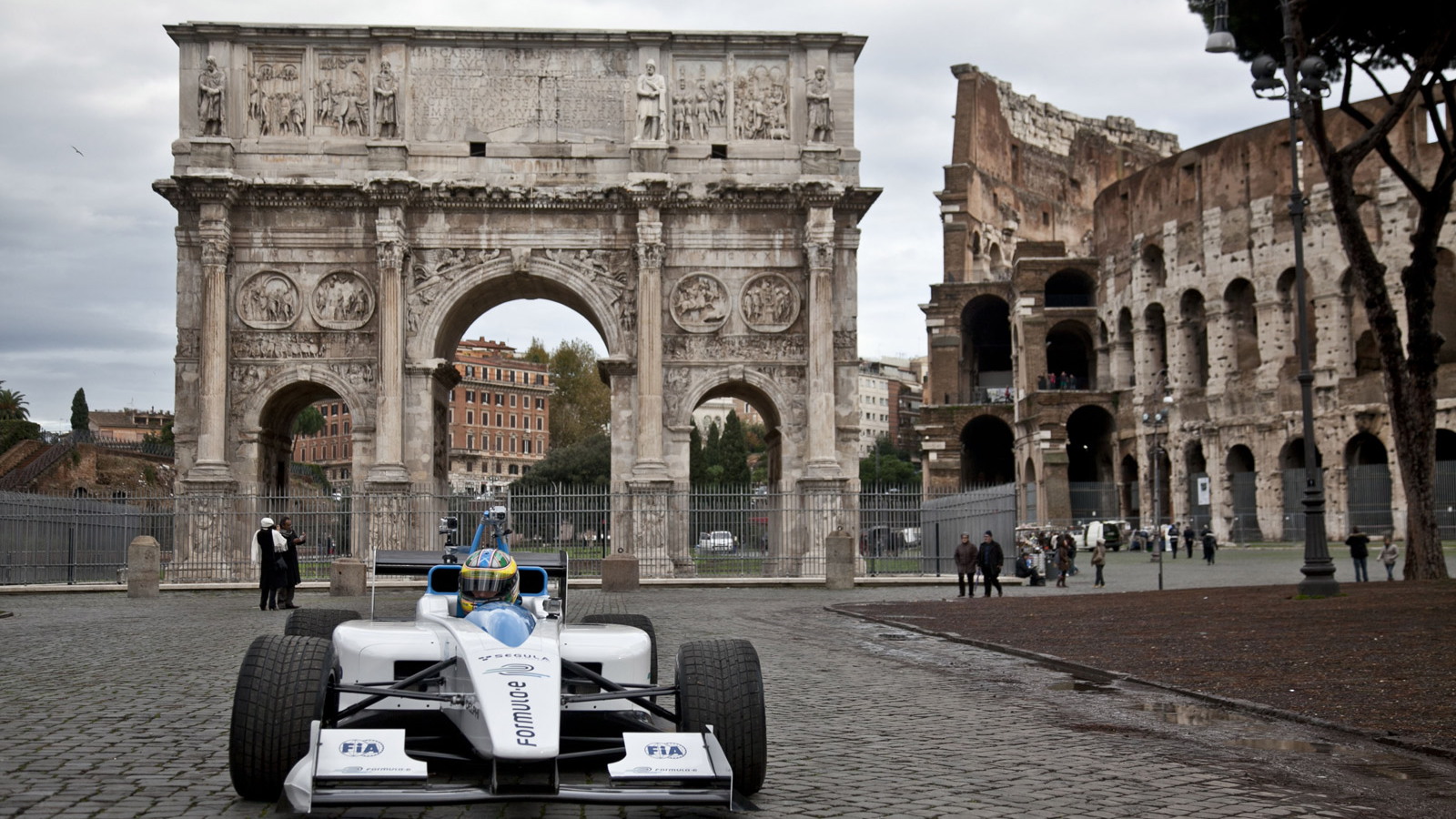 Formula E race car on the streets of Rome