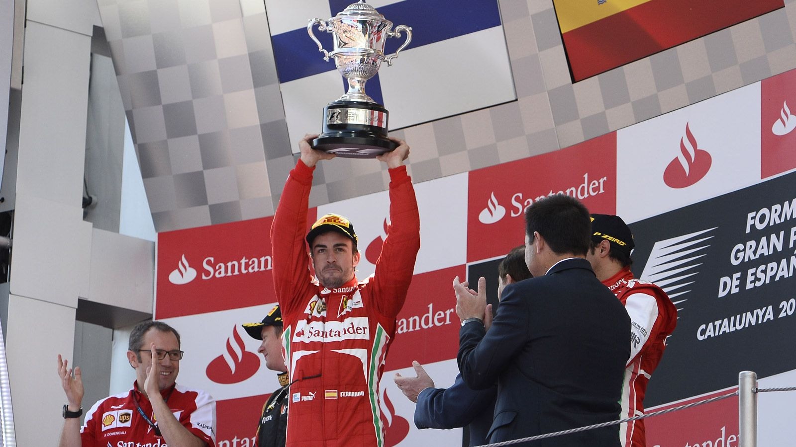 Ferrari's Fernando Alonso after winning the 2013 Formula 1 Spanish Grand Prix