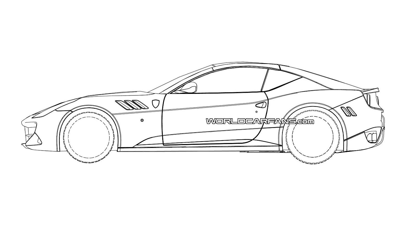Possible patent drawings for the 2015 Ferrari California replacement - Image via World Car Fans