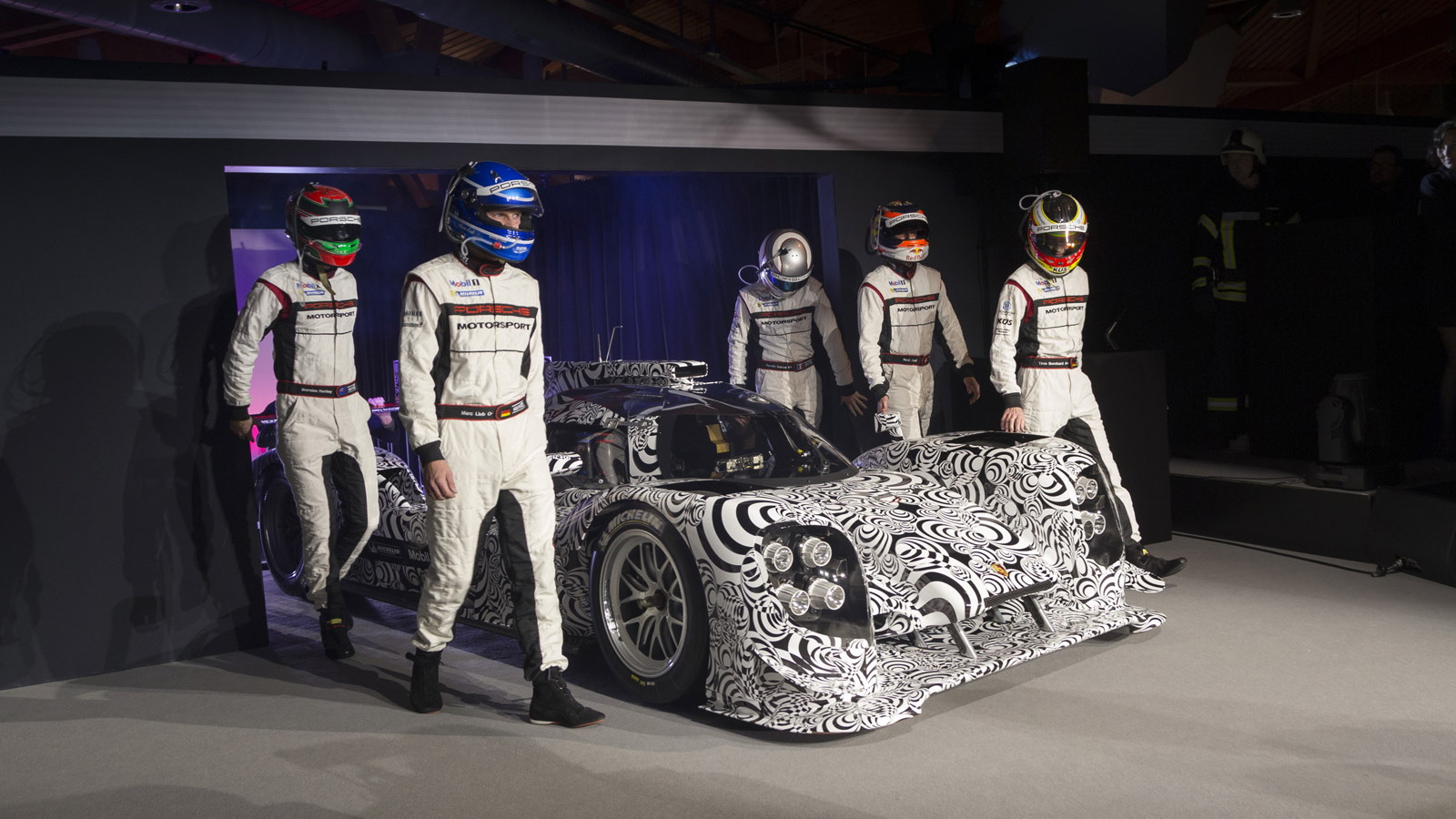 2014 Porsche 919 hybrid Le Mans prototype race car launch