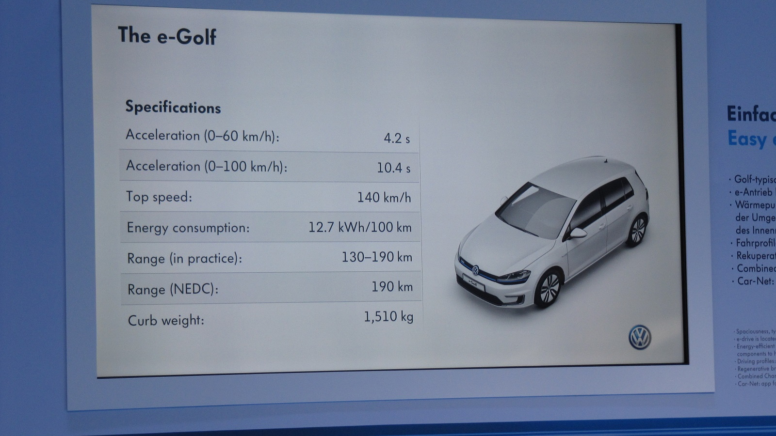 Volkswagen e-Golf (European model) test drive, Berlin, March 2014
