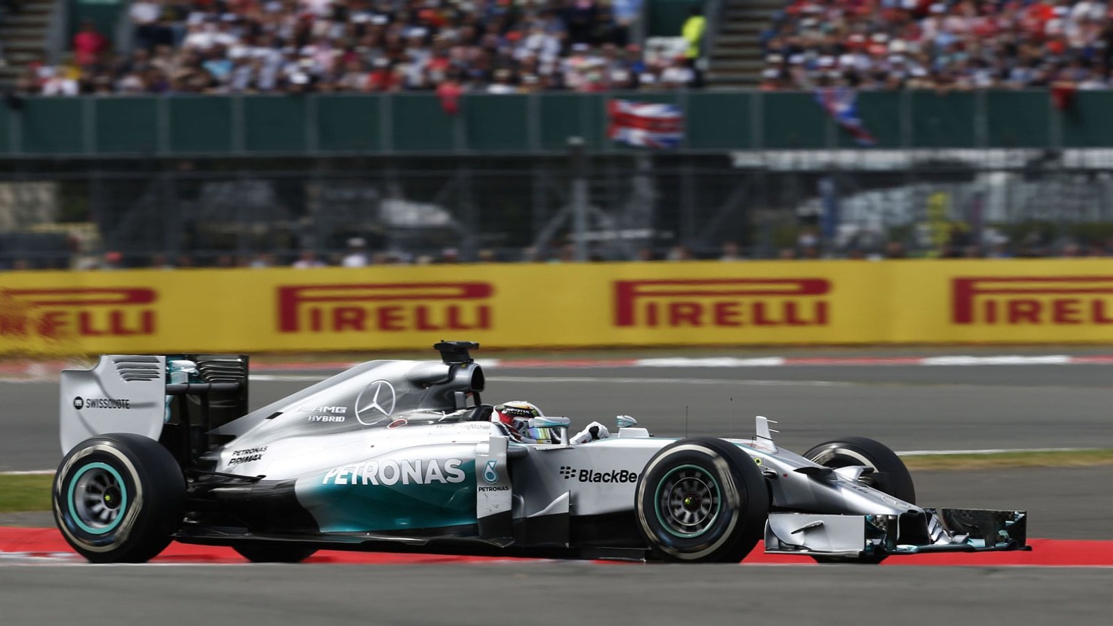 Mercedes AMG’s Lewis Hamilton at the 2014 Formula One British Grand Prix