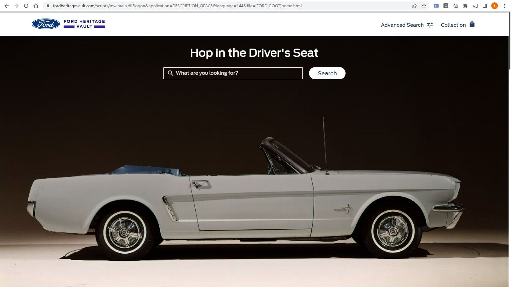 Ford Heritage Vault Home Page Search Screen