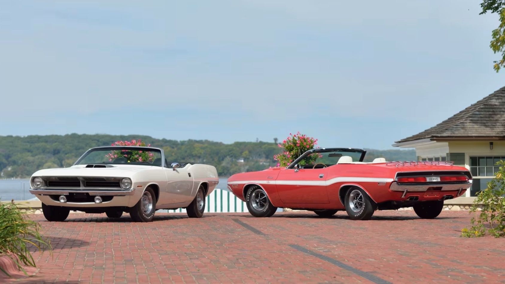 1970 Dodge Challenger and Plymouth 'Cuda convertible pilot cars (photo via Mecum Auctions)