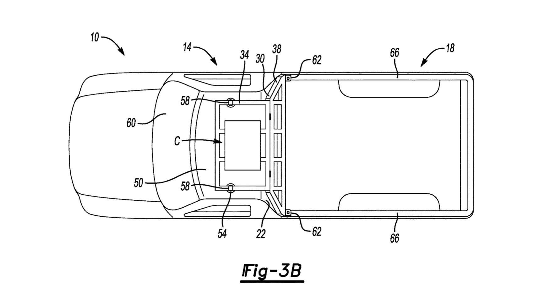 Ford deployable roof rack patent image