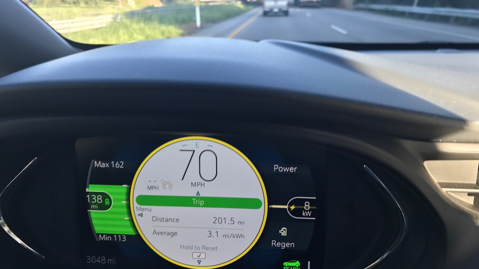Energy efficiency and distance covered in 2017 Chevrolet Bolt EV road trip by owner Dawn Hall