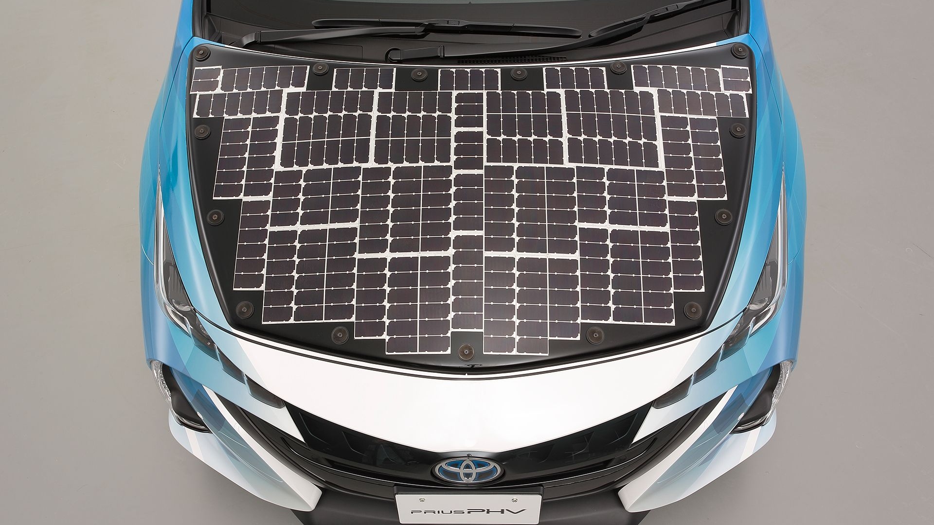 Toyota Prius Prime PHV test vehicle with solar panels in Japan