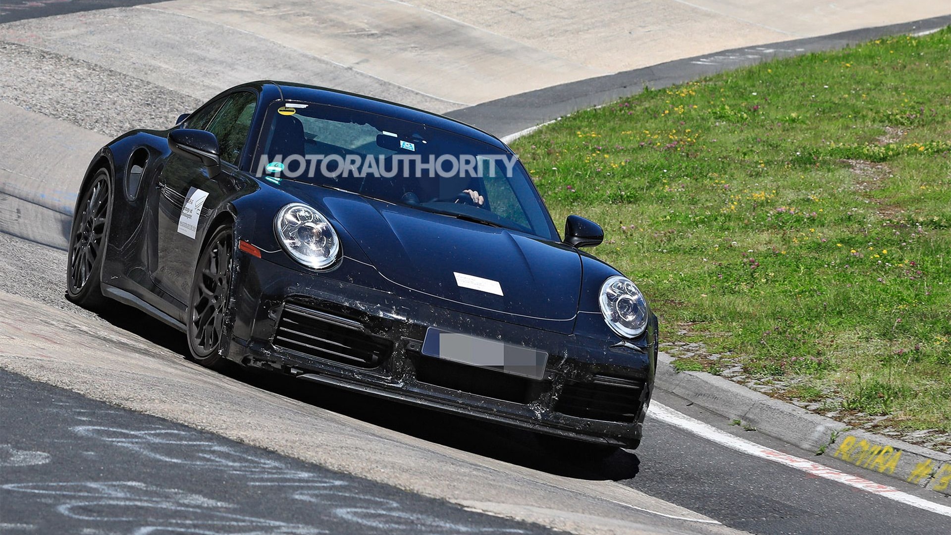 2021 Porsche 911 Turbo with ducktail spoiler spy shots - Photo credit: S. Baldauf/SB-Medien