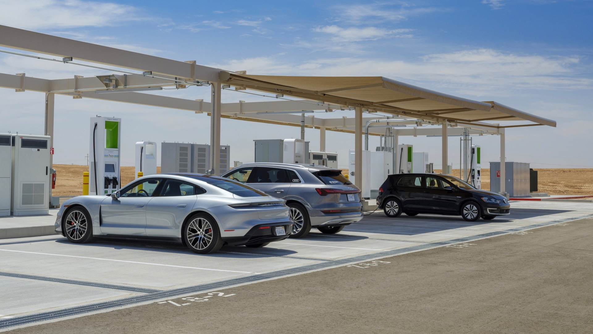 Charging stations at Volkswagen Arizona Proving Grounds