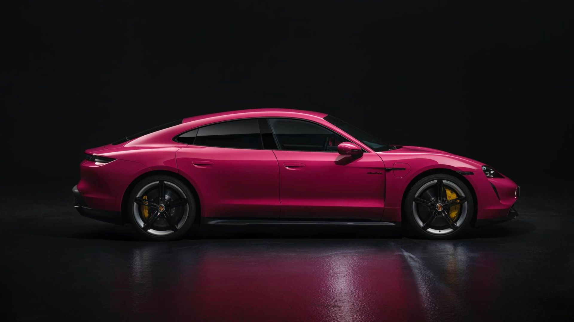 Porsche Taycan Turbo S in Rubystar Red from Paint to Sample program