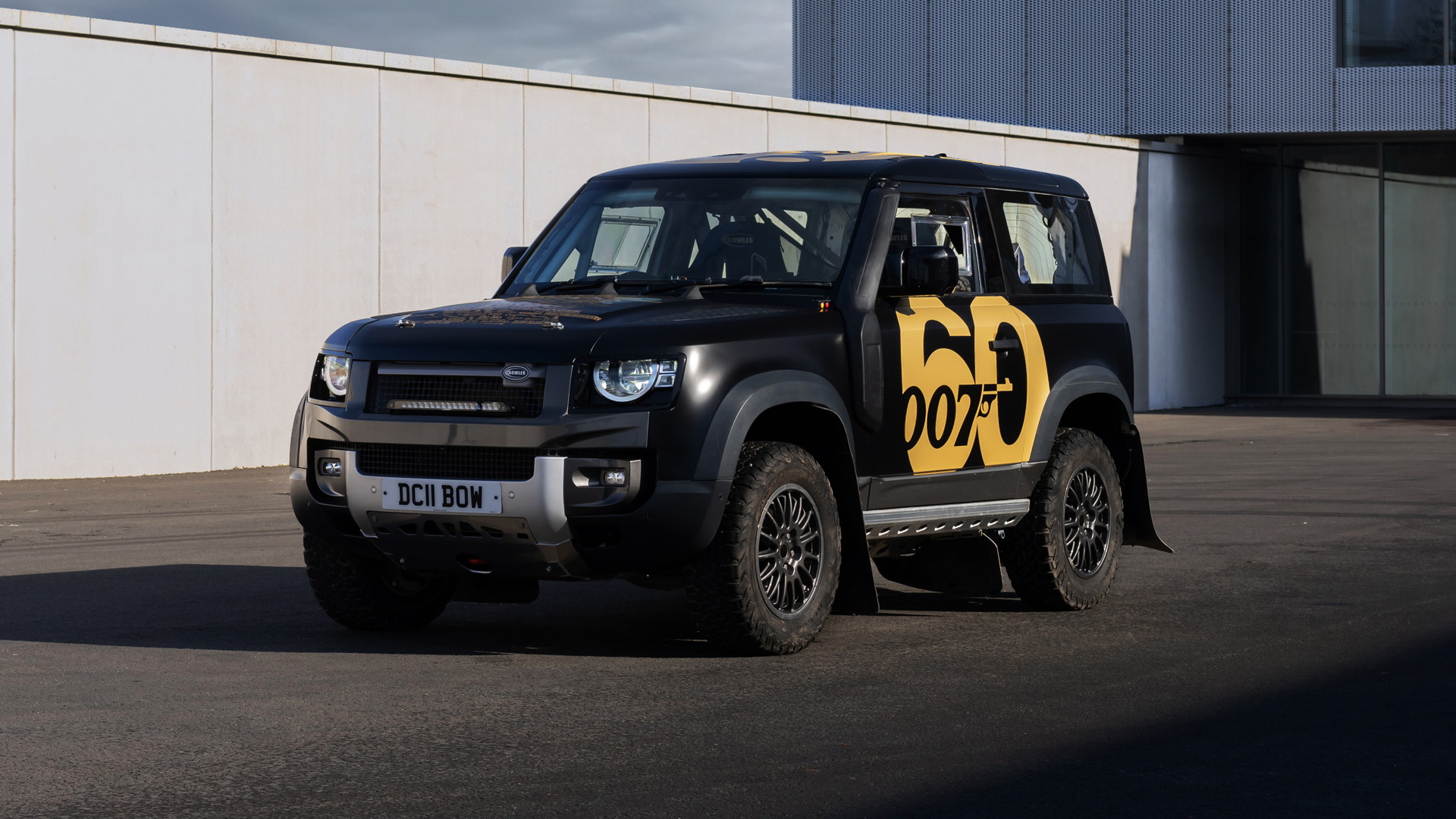 Land Rover Defender 90 with 60 years of James Bond livery