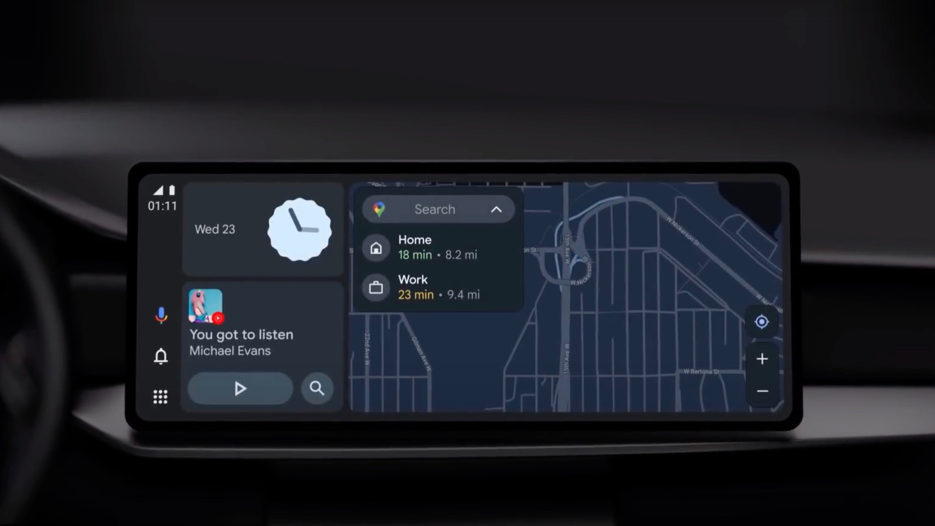 Android Auto split-screen view