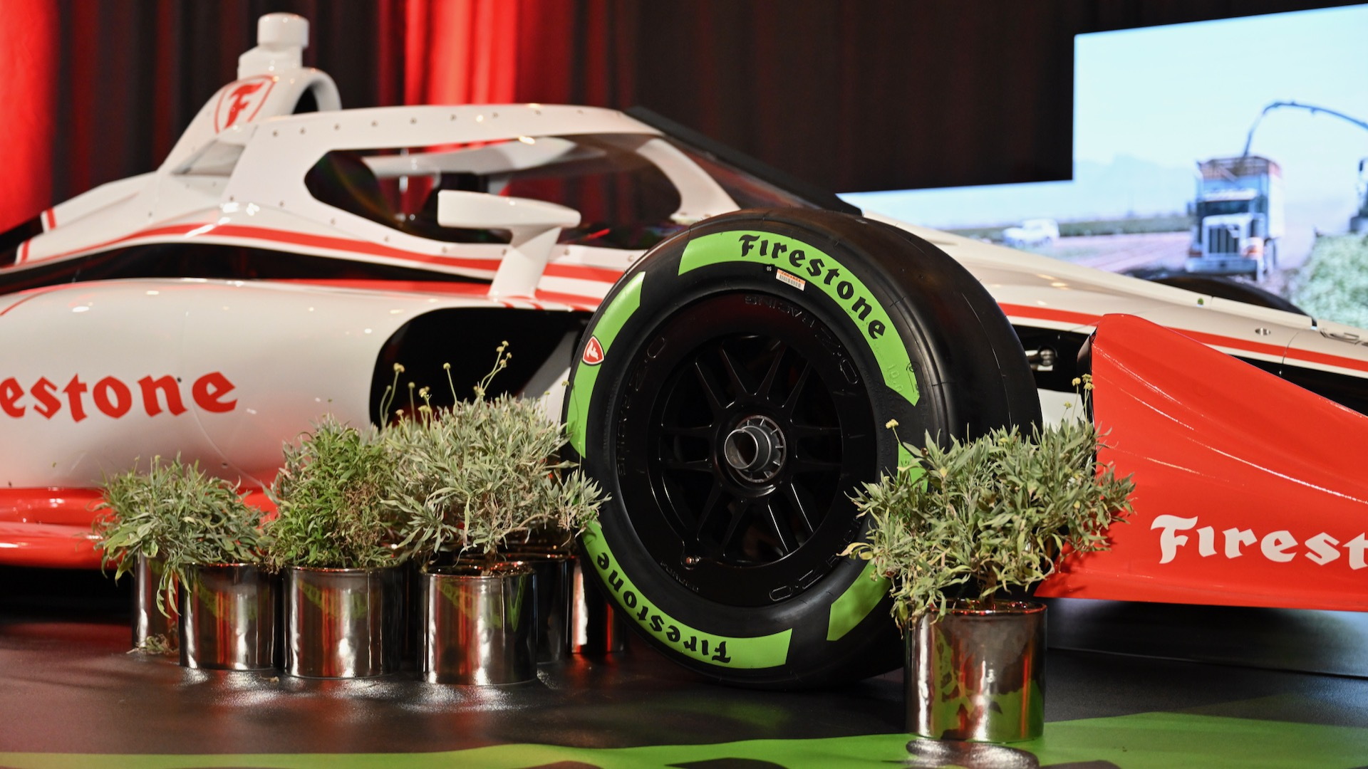 Firestone Firehawk IndyCar race tires made with guayule rubber