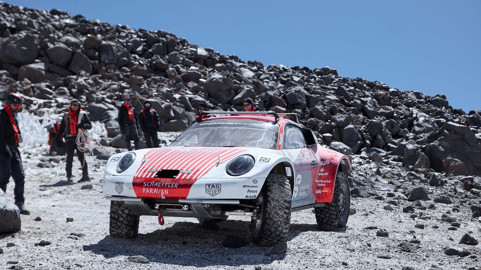 Rugged Porsche 911 duo climb world's tallest volcano