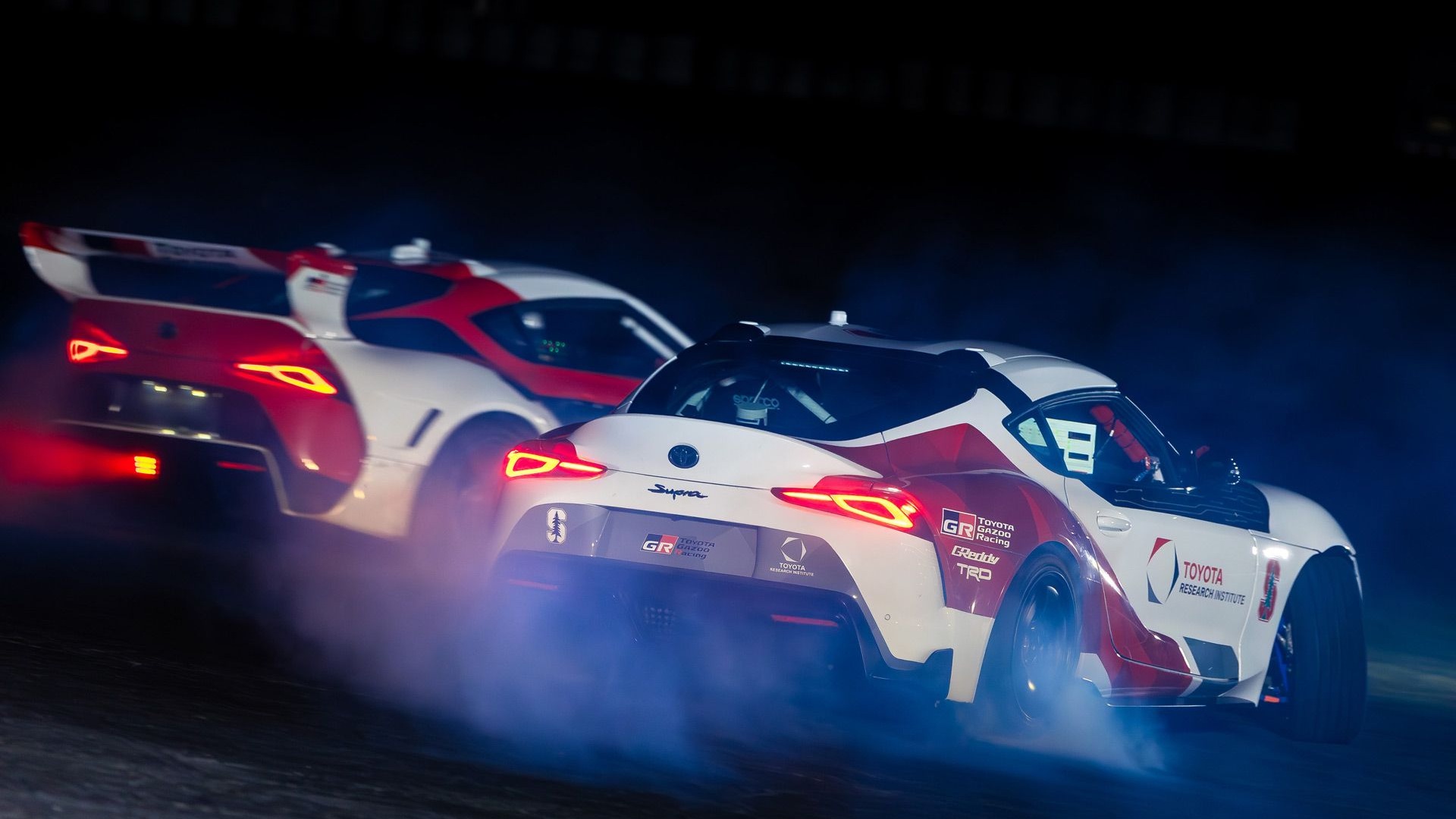 Toyota Supra autonomous tandem drifting demonstration