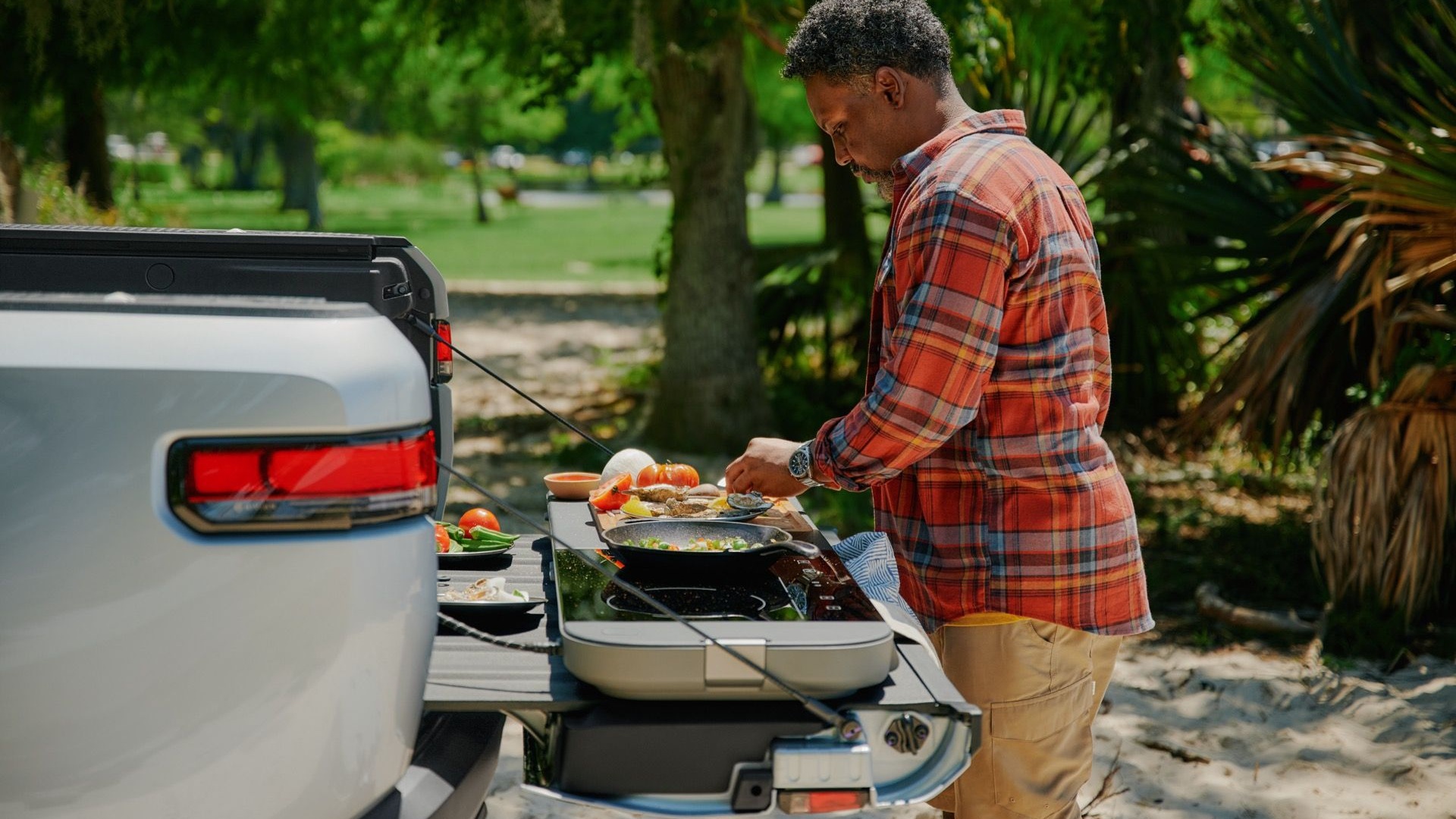 Rivian's portable Travel Kitchen designed for the R1T and R1S