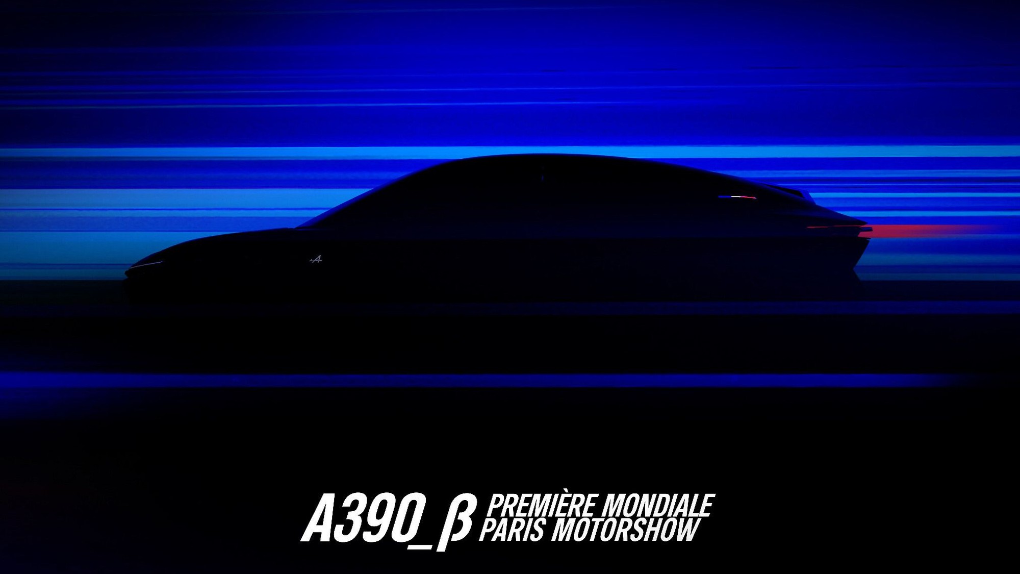 Teaser for Alpine A390 Beta concept debut at 2024 Paris auto show