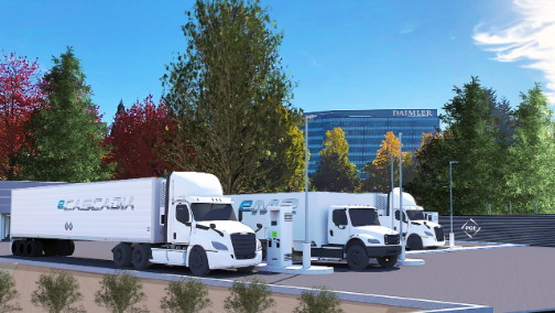 Electric Island  -  Portland, OR  -  Daimler Trucks and PGE  (rendering)