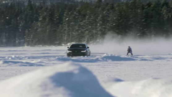 Graham Bell hit 117 mph on skis while being towed behind a Jaguar XF Sportbrake