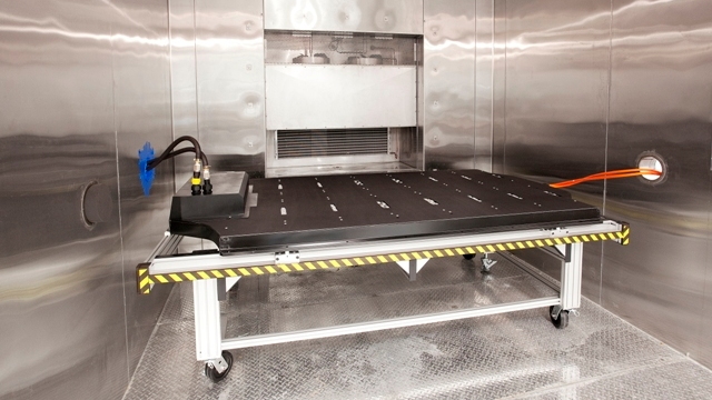Tesla Motors - Model S lithium-ion battery pack in environmental test chamber