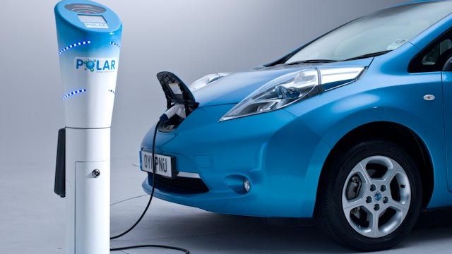 Polar Charging Post and Nissan Leaf