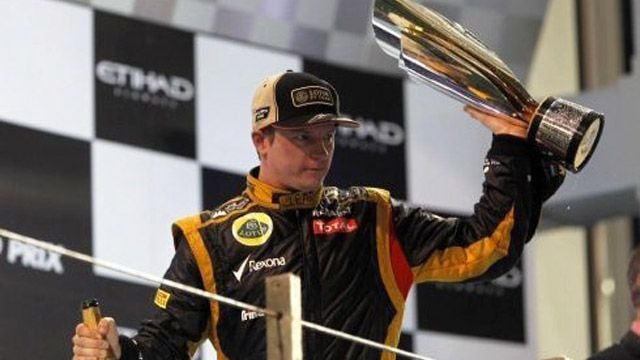 Lotus’ Kimi Räikkönen after winning the 2012 Formula One Abu Dhabi Grand Prix