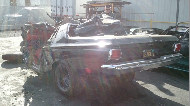 1965 Plymouth wrecked at 150 mph. Images via Arcadia PD. 