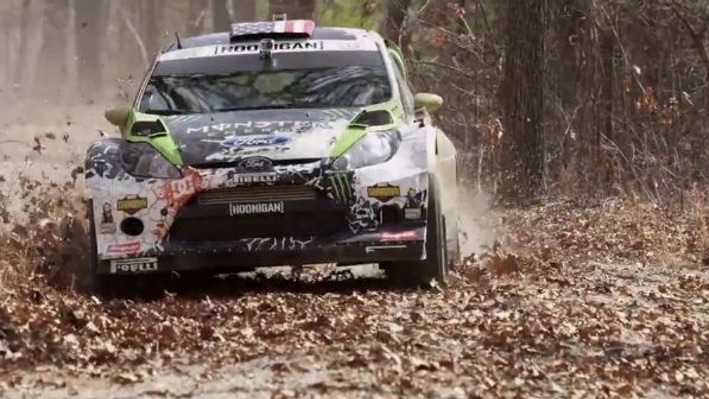 Ken Block and Alex Gelsomino testing for the 2012 Rally in the 100 Acre Wood