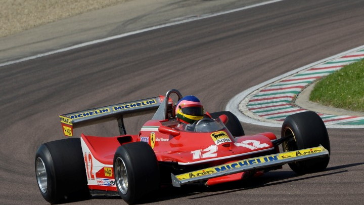 Jacques Villeneuve drives his father's 1979 Ferrari 312 T4 at Fiorano