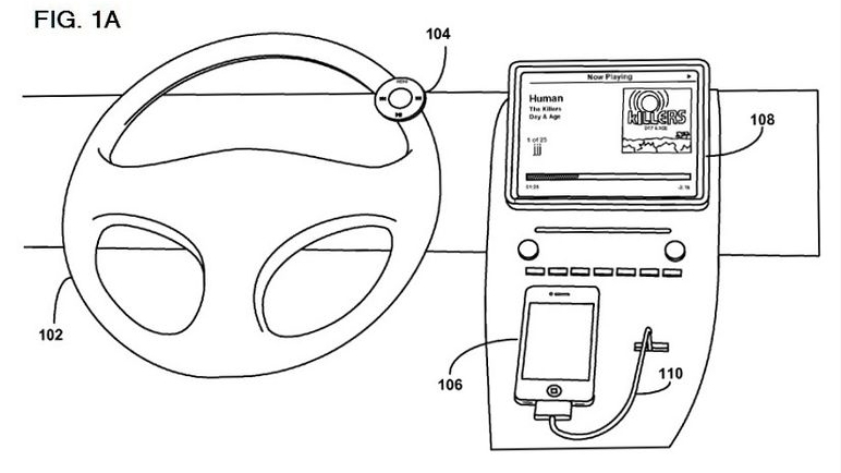 Apple's steering-wheel-mounted remote control design