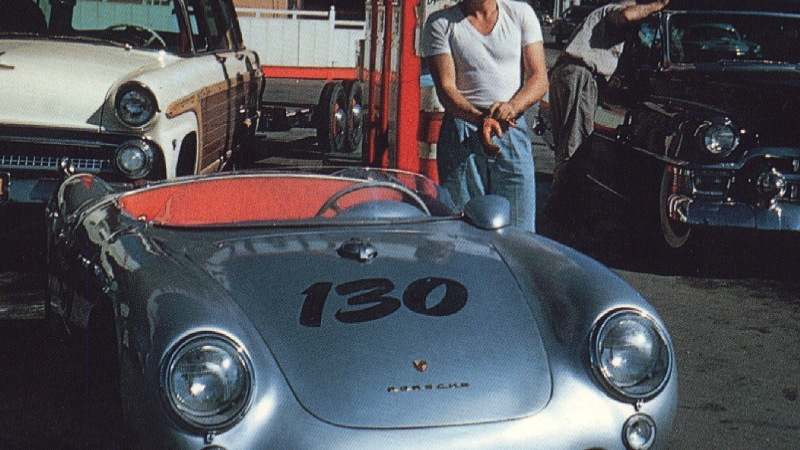 James Dean and his Porsche 550 Spyder