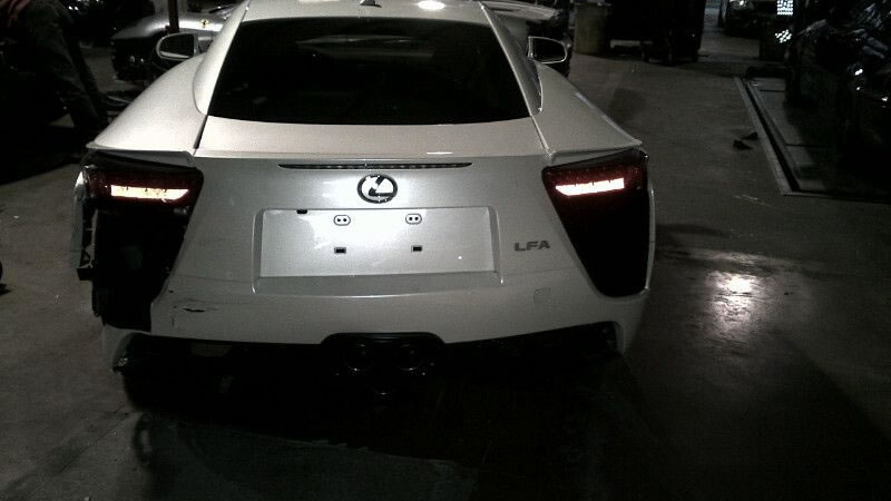 Images of a 2012 Lexus LFA involved in a crash
