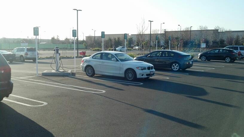 Electric-car charging stations at Target in Fremont, CA [photo by Jack Brown]