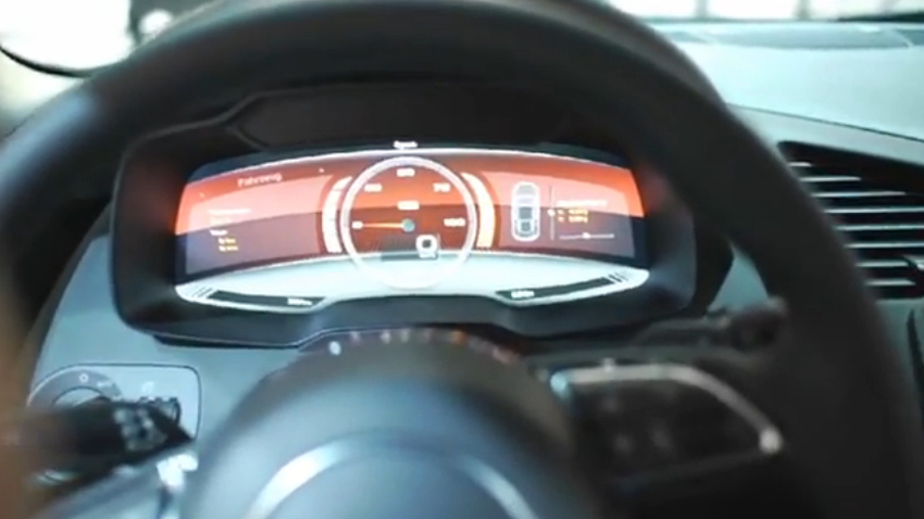 The digital instrument display from the Audi R8 e-tron