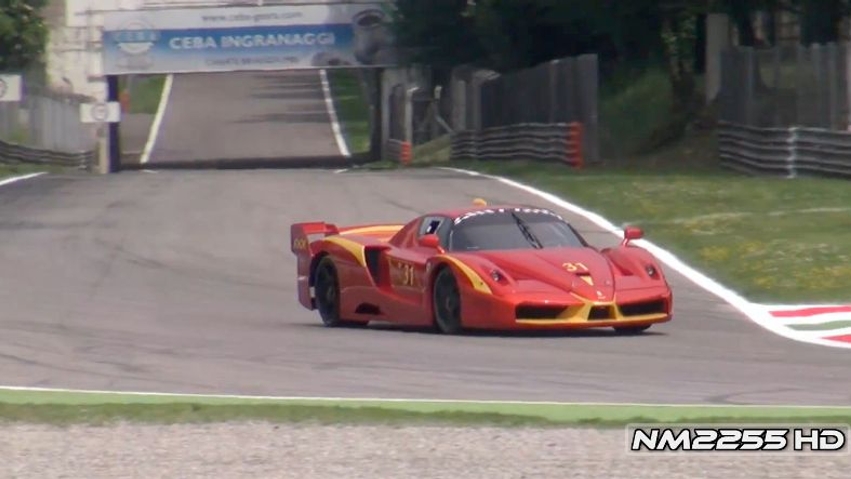 A Ferrari FXX Evoluzione runs at Monza.