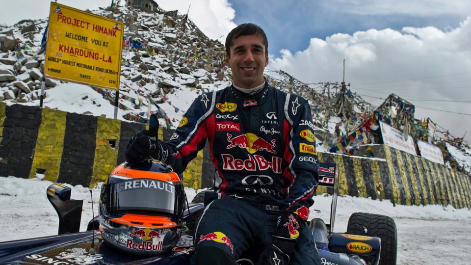 Red Bull F1 showcar drives the world's highest road