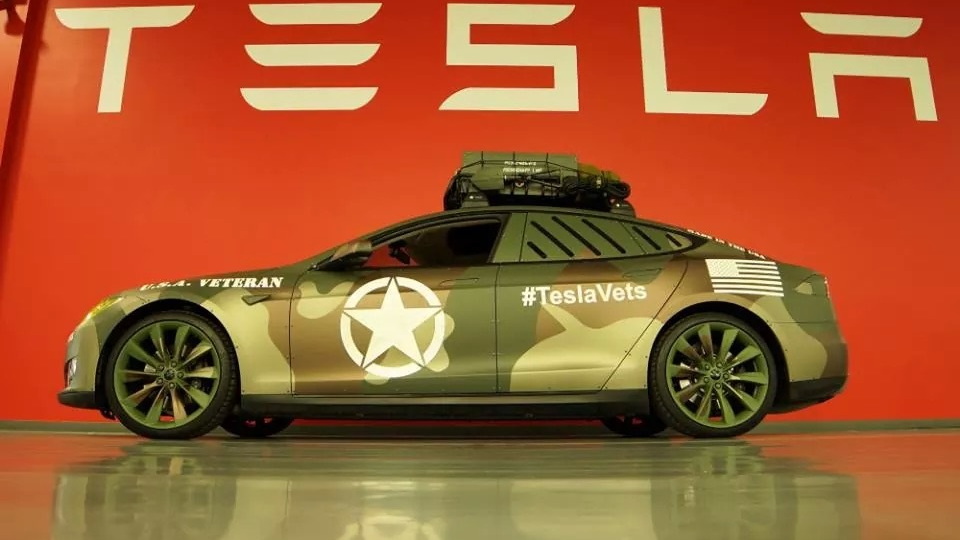 Tesla Model S veterans recruitment vehicle